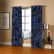 Exquisite Blackout Curtains Super Soft Blue & Circuit Board W117cm (46") x D138cm (54") x 2 for Kids Bedroom Energy Saving Curtain Solid Durable Polyester Blocking Eyelet Treatment Sets for Nursery