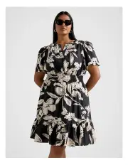 [Forever New Curve] Eleanor Short Sleeves Mini Dress in Hyland Floral
