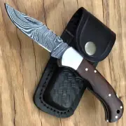 Custom Handmade Damascus Folding Pocket Knife Lock Back Folding Knife with Clip