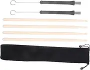 GLSTOY 1 Set Maple Wooden Drumsticks and Steel Wire Drum Brushes Comfortable Grip Percussion Instrument for Students and Professionals for Orchestra Practice