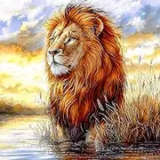 Fabric Panel 14"x14" Majestic Lion 100% Cotton Quilting Sewing Panel Square L4139