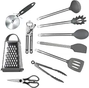 [Tovolo] Elements Stainless Steel Set of 11 Utensil Set for Meal Prep, Cooking, and More - Charcoal