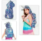 NEW JUSTICE Initial - "D" Unicorn flip sequin initial hooded backpack