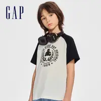 在飛比找蝦皮商城優惠-Gap 兒童裝 Logo/小熊印花純棉圓領短袖T恤-黑白撞色