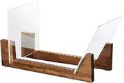 Vinyl Record Storage Holder Record Stand Album Storage Display Stand-Store and Holds Up to 50 Albums,DVDs,or CDs-Solid Pine Wood with Crystal Clear Acrylic-Modern Design-Brown