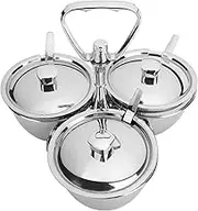 Condiment Seasoning Containers, Spice Rack Kitchen Stainless Steel Seasoning Pots Condiment Set Rotating Spice Rack Organizer(3)