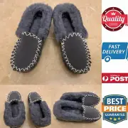 UGG 100% Sheepskin warm moccasin slippers Ladies size measurement Grey AU stock