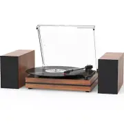 Bark Red Turntable All in One Vintage Record Player with Bluetooth Speakers