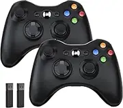 KIWITATA 2 Pack Wireless Controller for Xbox 360, 2.4GHZ Wireless Remote Joystick Controller Replacement Gamepad for Xbox 360 & Slim PC Windows 7, 8, 10,11 Black