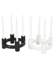 CosmoLiving by Cosmopolitan Set of 2 Geometric Black Ceramic Circle Candle Holder