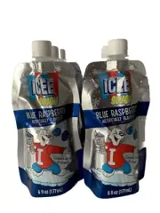ICEE Slush Pouch Blue Raspberry 6 Pack 6 Oz Freeze Ice BB 03/08/2026 Twist Top