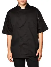 Men's Short Sleeve Unisex Cool Breeze Chef Coats Black Medium