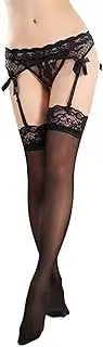 [Mismxc] Women's 3 Pieces Lace Garter Belt Stockings Sets with Butterfly Panty
