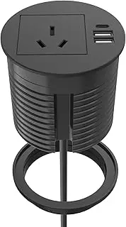 Recessed Desk Power Strip with 1 AU Plug and 2 USB Ports, 1 USB-C,R Recessed Power Strip USB C Recessed Outlet Flush Mount Power Strip Compact Furniture Charging Station for Desk and Furniture