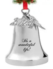 JUPPE 2024 Silver Engraved Christmas Bell Ornament Angel Wings Wedding/Anniv...