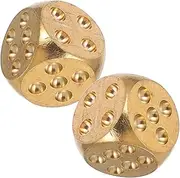 KONTONTY Solid Metal Brass Dices 2pcs Game Dice Set for Pub Bar Ktv Entertainment Gaming Supplies