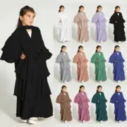 Muslim Kids Girls Long Dress Chiffon Evening Casual School Children Kaftan Gown