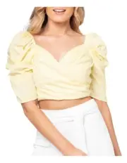 PILGRIM Top Size 14 ~ Lemon Yellow Clarke BNWT New Linen Blend Gathered NEW