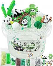 10 FL OZ Panda Clear Slime Bucket, Big Slime Kit with Slime Clay, Slime Party Favors for Kids, Glimmer Crunchy Slime Includes 9 Packs of Slime Add-ins, Super Soft and Non-Sticky
