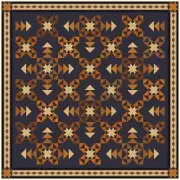 Quilt Kit - Indigo & Cheddar - 83" X 83" Flying Geese And Star Block Quilt - Top