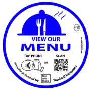 Contactless Smart Menu NFC + QR Code 10cm Adhesive Sticker for Restaurant & Cafe