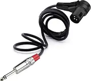 ROBAUN 6.35mm Jack 3pins XLR Connector Head 90 Degree Right Angle Male Micphone Plug Audio Cable Curved Multi-Directional(Black Red,1.5m)