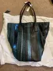 Marc Jacobs Glitter teal multi Blue Black Tote Bag Larger Leather $595