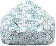 Bean Bag Chair Cover, Lukery Stuffed Animal Storage Bean Bag Chair Cover Kids Adults(No Filler), Sea Turtle Print Bean Bag Covers Sofa Gaming Storage Bag Indoor Lazy Lounger (80x90cm,Blue Jellyfish)