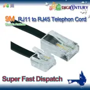 Black ISDN Cable [1x RJ45 8p4c plug - 1x RJ11 6p4c plug] 9M Telephone ADSL Cord