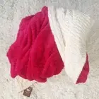 COZY PLUSH HOT PINK IVORY ULTRA SOFT TOUCH BLANKET THROW (XL) 160x160cm **NEW**