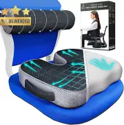 Ergonomic Seat Cushion & Lumbar Roll 2Pc Memory Foam Back Pain Relief Office/Car