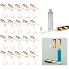 20 Yellow Gold Plastic Lip Gloss Bottles 10Ml Balm Container Clear Stopper