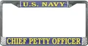 U.S. Navy Chief Petty Officer License Plate Frame Free Screw Caps Included