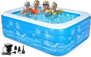 Inflatable Swimming Pool, 79” x 58” x27” Full-Sized Large Swimming Pool with Seats Handles, Extra Large Blow Up Durable Thickened Pools for Outdoor, Garden, Backyard. (79” x 58” x27”)