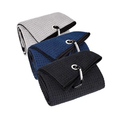 3 Pack Large Golf Towels 16 x 24 Tri-Fold Portable Microfiber Fabric Waffl