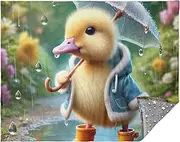 Happy Duck Umbrella Splash Soft Throw Blanket for Couch Comfy Couch Sofa Blankets for Women 70x55 Inch Grey Personalized Fleece Fluffy