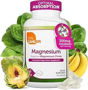 Magnesium Citrate, All Natural Supplement with Maximum Absorption, Helps Maintain Normal Muscle and Nerve Function, Certified Kosher, 200mg, 60 Capsules