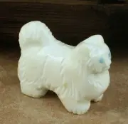 Zuni Dog Fetish White Marble Shih Tzu by Cody Nastacio *SIGNED* New f8065