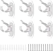 Curtain Rod Brackets, No Drill Curtain Rod Hooks, Self Adhesive Curtain Rod Holders with Screws and Expansion Screws Stick on Curtain Rod Holder for Home (Style 2)