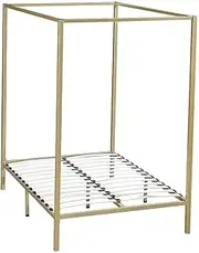 4 Four Poster Double Bed Frame with Gold Finish