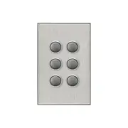 Clipsal Saturn Series Switch 6 Push button Led 4000 Series Including Saturn Horizontal Horizon Silver - 4066PBL-HS
