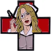 [Pinstant] Elle Driver Kill Bill Nurse Costume Uniform Injection Syringe Eye Patch California Mountain Snake Deadly Viper Assassination Squad Tarantino Movie Independent Film First Aid Medicine 1.2" Enamel Pin
