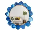 Blue Agate Geode Wall Mirror, Agate Mirror, Christmas Gifts Bedroom Deco 15"x15"