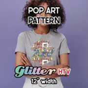 Pop Art / Retro Glitter Patterned HTV 12" ROLL **FREE SHIPPING**