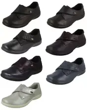 Ladies Padders 2E/3E Variable Wide Fit Leather Casual Strap Fasten Shoes Viola