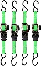 SmartStraps 6’ Ratchet Straps, 4 Pack — Standard Duty Retractable Tie-Down Straps — 1,500lb Break Strength, 500lb Safe Work Load — Haul ATVs, Lawn Tractors and Other Small Equipment
