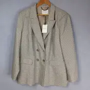 BNWT Sportscraft Frances Check Womens Size 18 Long Sleeve Blazer Jacket RRP $329