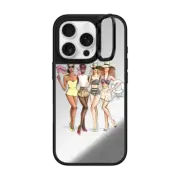 iPhone 16 Pro Mirror Ring Stand Case MagSafe Compatible Summer Sweeties BFF Fashion Illustration