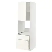METOD / MAXIMERA hi cab f ov w dr/2 frnt/1 m/1 h drw, white/Vallstena white, 60x60x200 cm