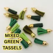 BULK 570 Piece Mixed Green Suede Tassels Gold Top Keyring Craft Tassel Bag DIY